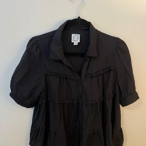 Black Button down with puff sleeves